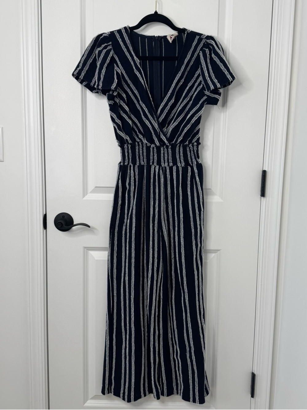 dolan Navy and White Striped Canovas v neck Jumpsuit XS